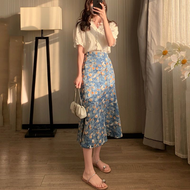 Women's Summer Two-Piece Set L - đánh giá và giá Midi Skirt Floral