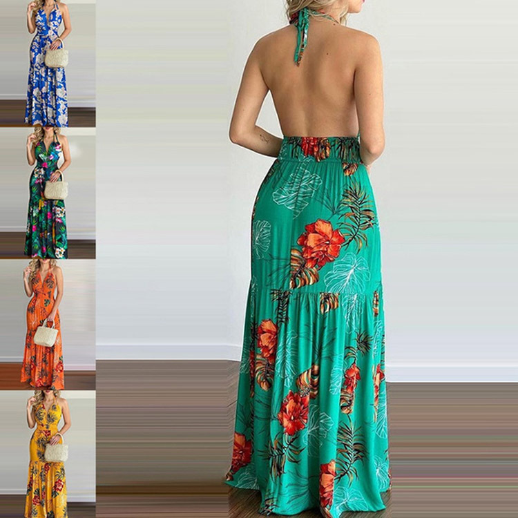 Floral Maxi Dress Long Backles - đánh giá và giá Maxi Dress Halter