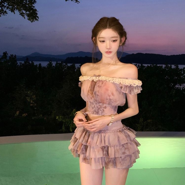 French Sweet Coquette Off Shou - đánh giá và giá Romper Floral Print