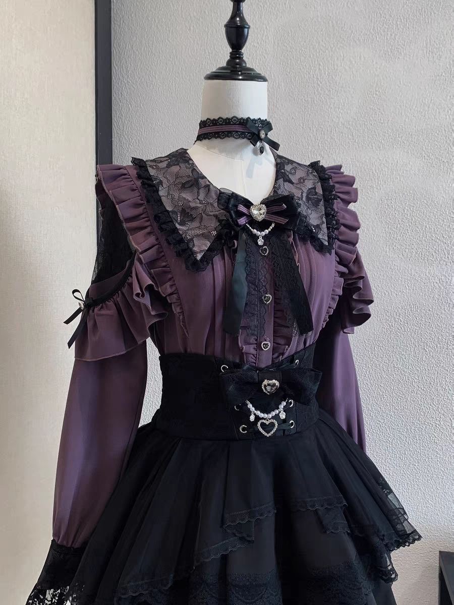 Harajuku Kawaii Skirt Sets Wom - đánh giá và giá Blouse Off Shoulder