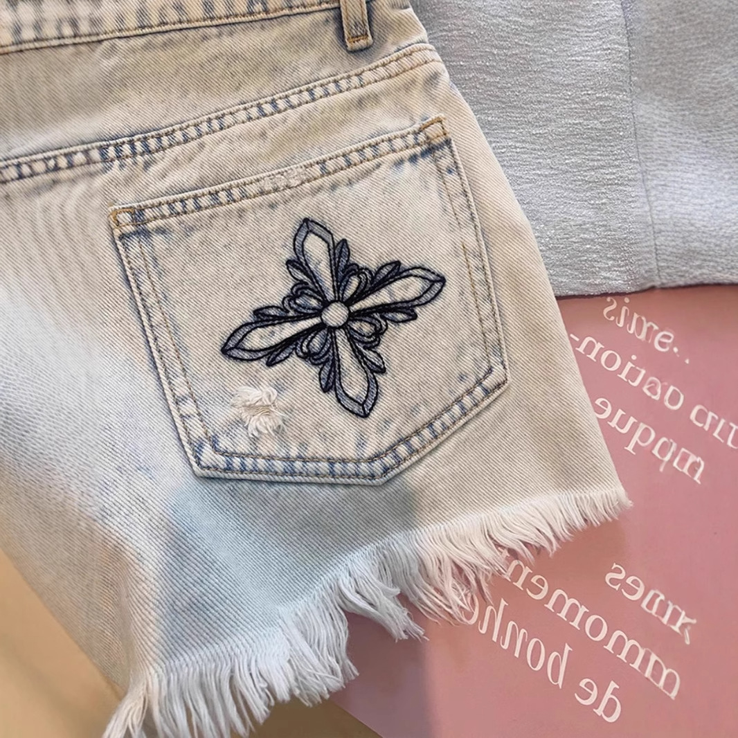 2026 Summer Vintage Washed Emb - đánh giá và giá Shorts Denim Frayed