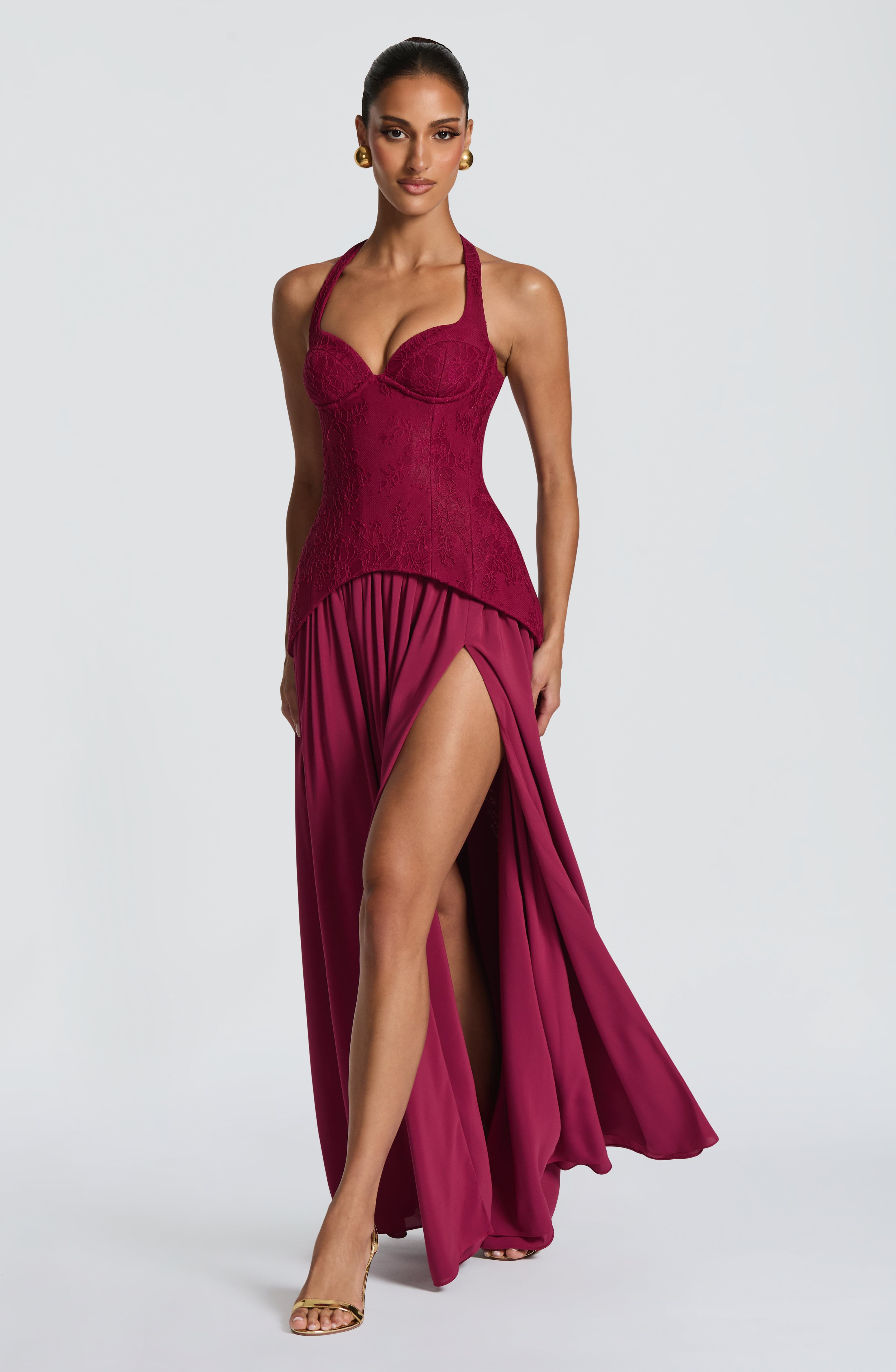 Backless Lace Corset Maxi Dres - đánh giá và giá Maxi Dress Halter