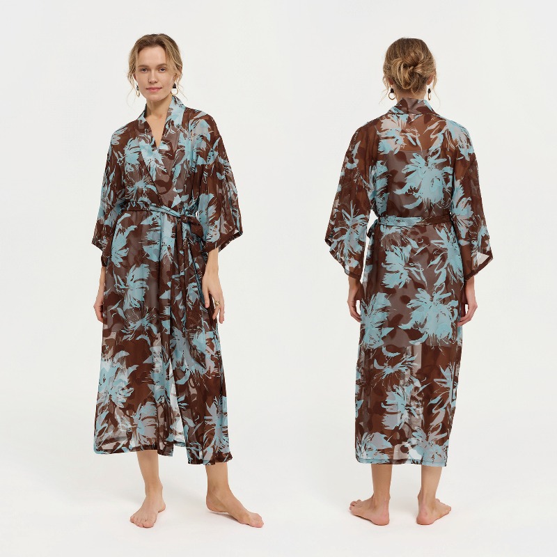 Women Black White Ink Floral S - đánh giá và giá Kimono Sheer Floral